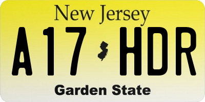 NJ license plate A17HDR