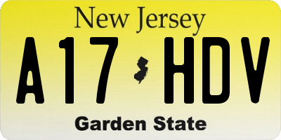 NJ license plate A17HDV