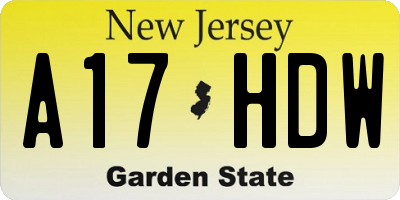 NJ license plate A17HDW