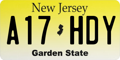 NJ license plate A17HDY
