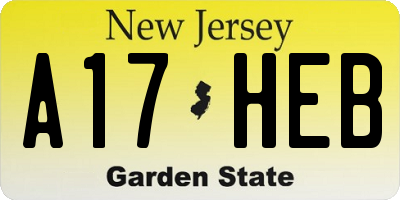 NJ license plate A17HEB