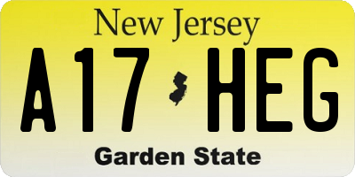 NJ license plate A17HEG
