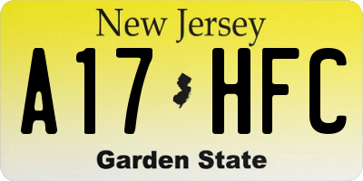 NJ license plate A17HFC