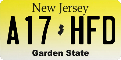 NJ license plate A17HFD