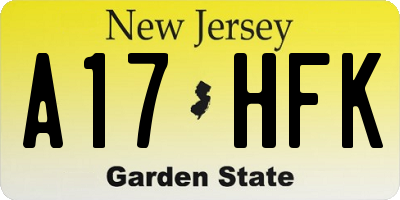 NJ license plate A17HFK