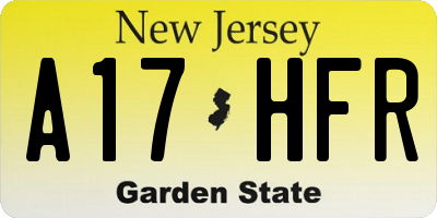 NJ license plate A17HFR