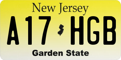 NJ license plate A17HGB