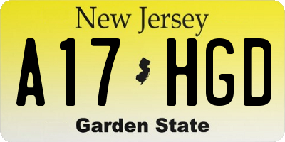 NJ license plate A17HGD