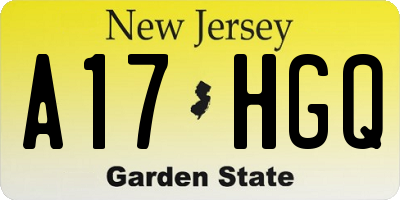 NJ license plate A17HGQ