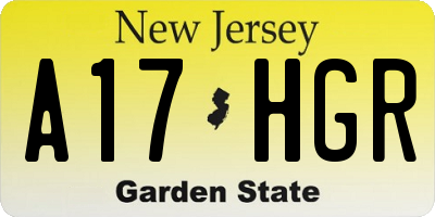 NJ license plate A17HGR