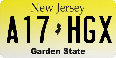 NJ license plate A17HGX