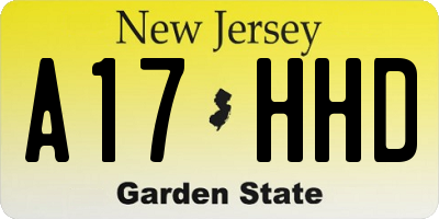 NJ license plate A17HHD