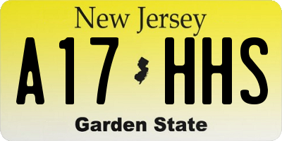 NJ license plate A17HHS