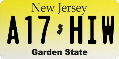 NJ license plate A17HIW