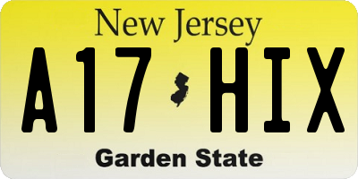 NJ license plate A17HIX