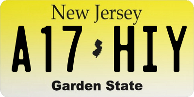 NJ license plate A17HIY