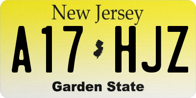 NJ license plate A17HJZ