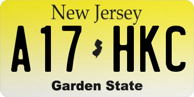 NJ license plate A17HKC