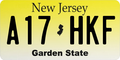 NJ license plate A17HKF