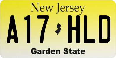 NJ license plate A17HLD
