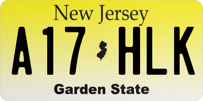NJ license plate A17HLK