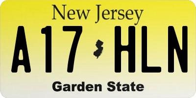 NJ license plate A17HLN