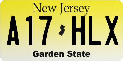 NJ license plate A17HLX