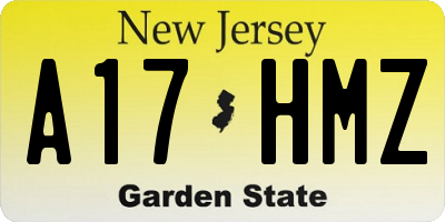 NJ license plate A17HMZ