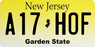 NJ license plate A17HOF