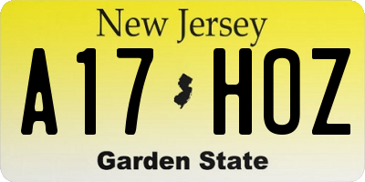 NJ license plate A17HOZ