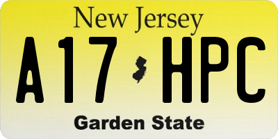 NJ license plate A17HPC