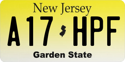 NJ license plate A17HPF