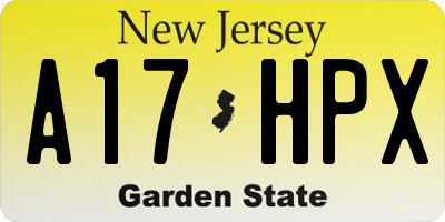 NJ license plate A17HPX