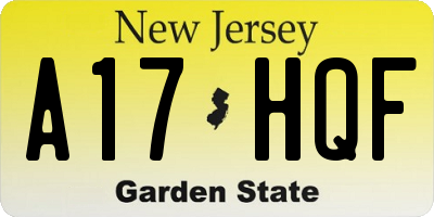 NJ license plate A17HQF