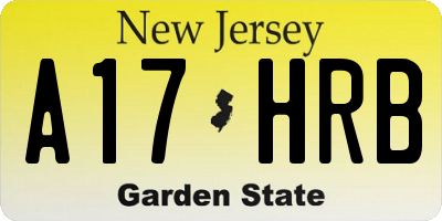 NJ license plate A17HRB