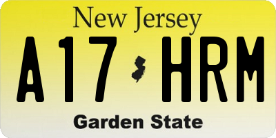 NJ license plate A17HRM