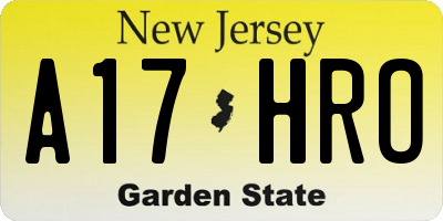 NJ license plate A17HRO