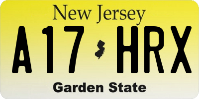 NJ license plate A17HRX