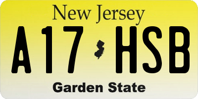 NJ license plate A17HSB