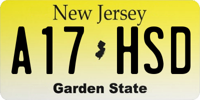 NJ license plate A17HSD