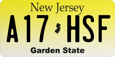NJ license plate A17HSF