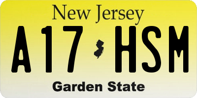 NJ license plate A17HSM