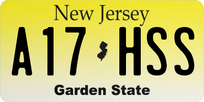 NJ license plate A17HSS