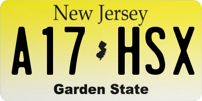 NJ license plate A17HSX