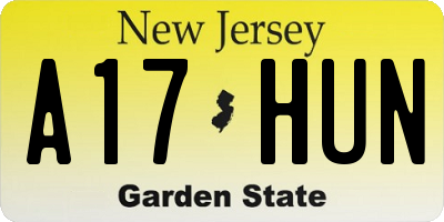 NJ license plate A17HUN