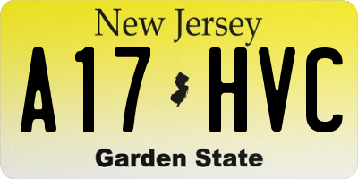 NJ license plate A17HVC