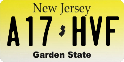 NJ license plate A17HVF