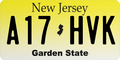 NJ license plate A17HVK