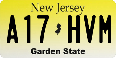 NJ license plate A17HVM