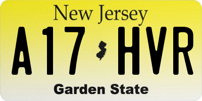 NJ license plate A17HVR